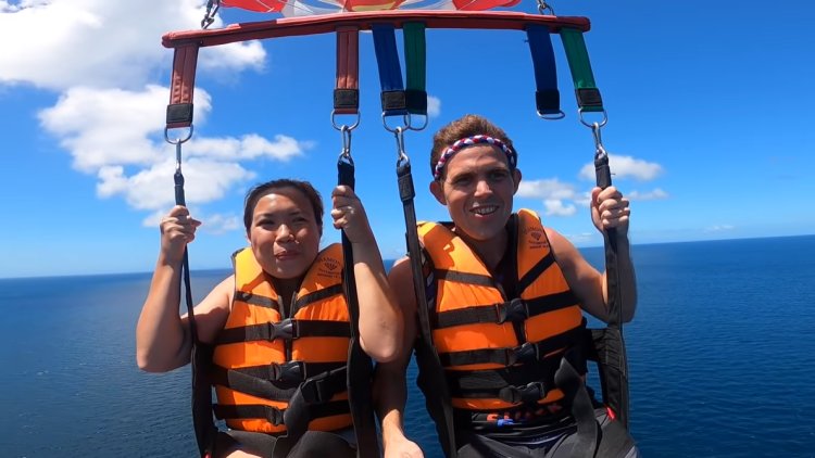 CRAZY PARASAILING EXPERIENCE! While Sand Beach Paradise